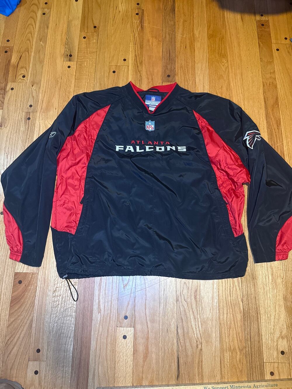 Vtg Y2K Reebok Atlanta Falcons NFL On Field Pullover Jacket Men 2XL Black Red